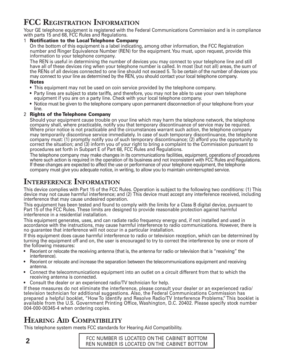 Fcc r | RCA 2-9291 User Manual | Page 2 / 20