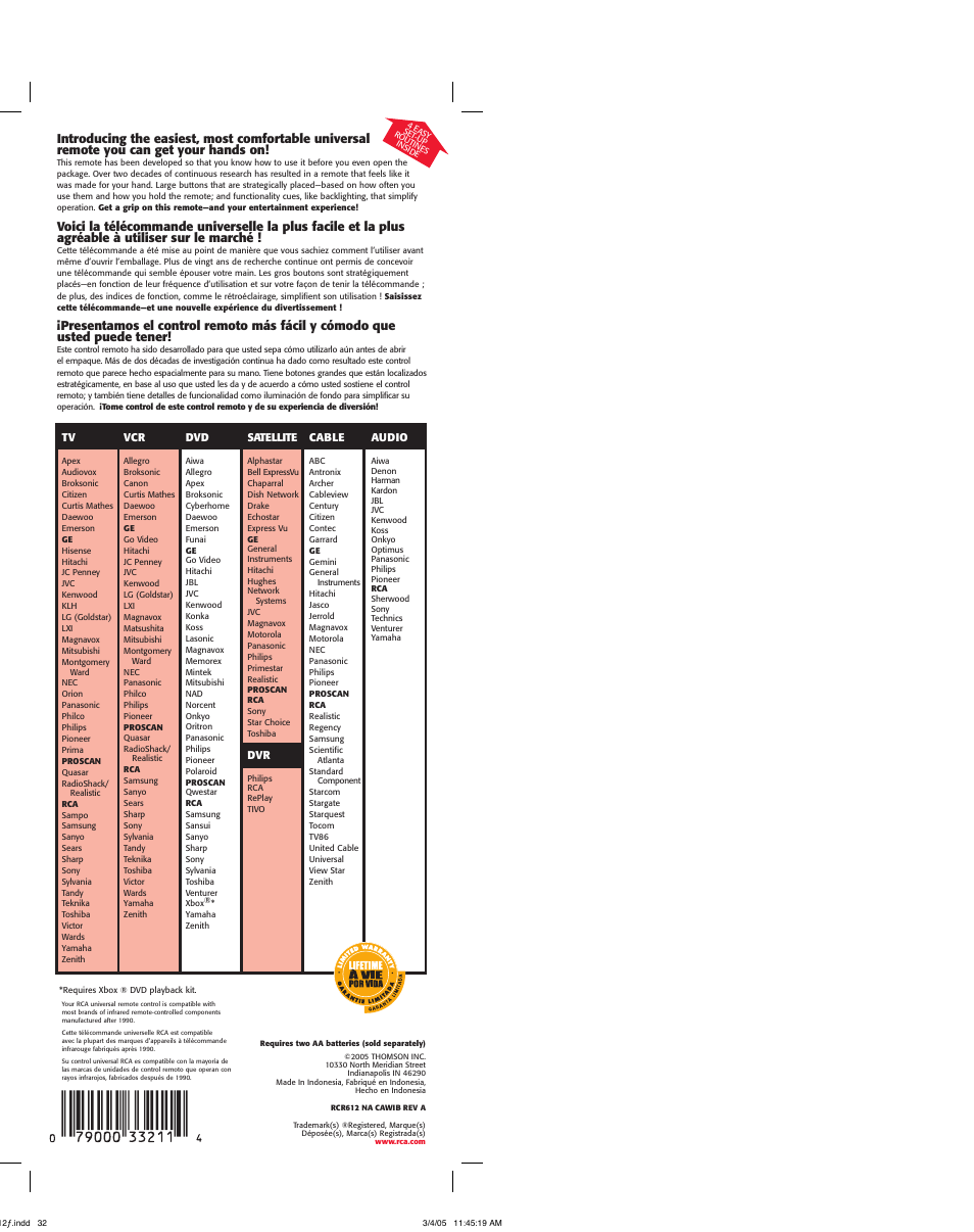 RCA RCR612 User Manual | Page 17 / 17