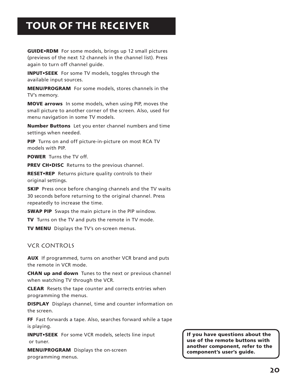 Tour of the receiver | RCA RV3693 User Manual | Page 22 / 62