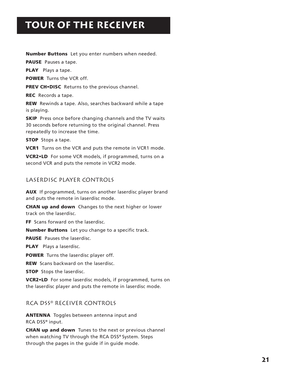 Tour of the receiver | RCA RV3693 User Manual | Page 23 / 62