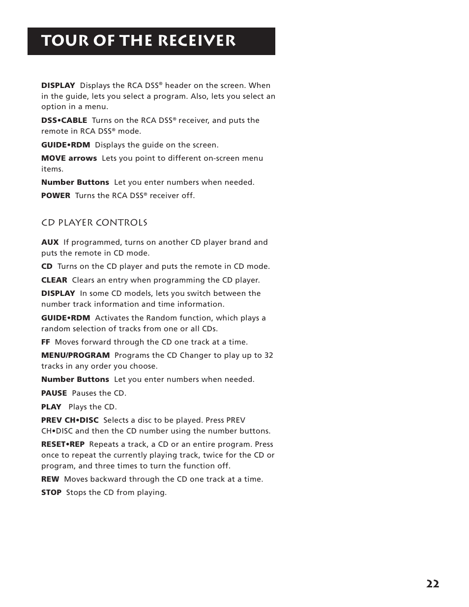Tour of the receiver | RCA RV3693 User Manual | Page 24 / 62