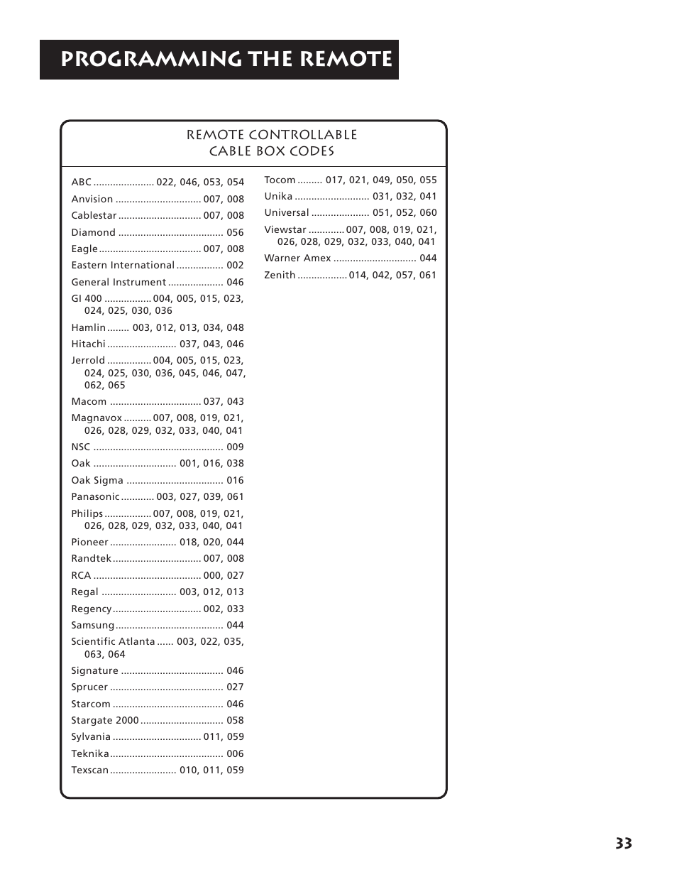Programming the remote | RCA RV3693 User Manual | Page 35 / 62