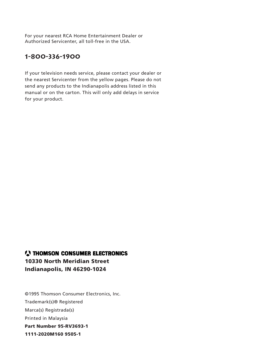 RCA RV3693 User Manual | Page 62 / 62