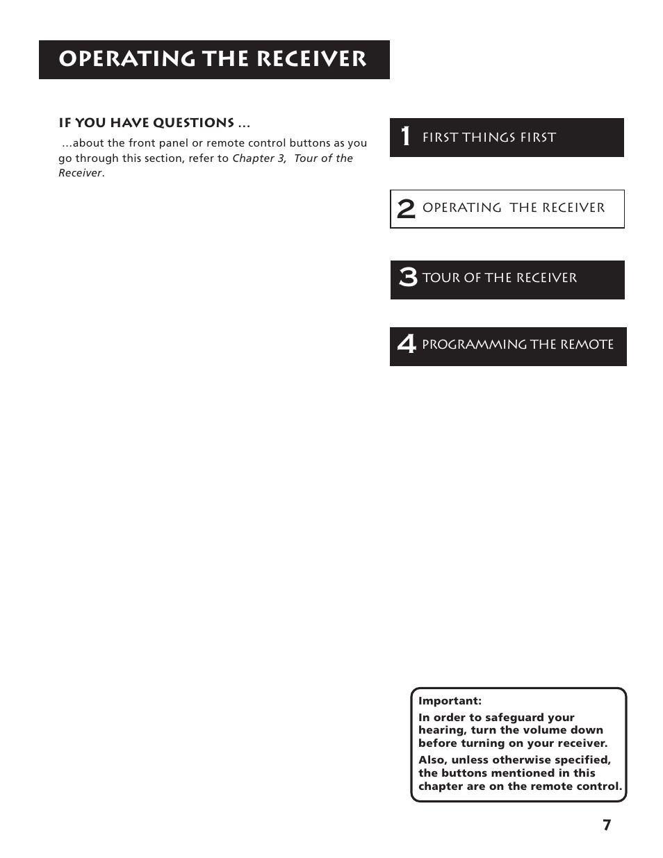 Operating the receiver | RCA RV3693 User Manual | Page 9 / 62