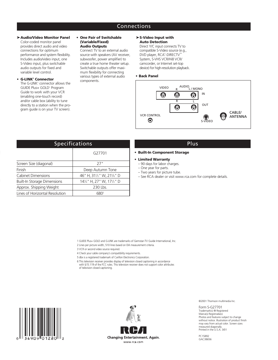 Te levi s io n | RCA G27701 User Manual | Page 4 / 4