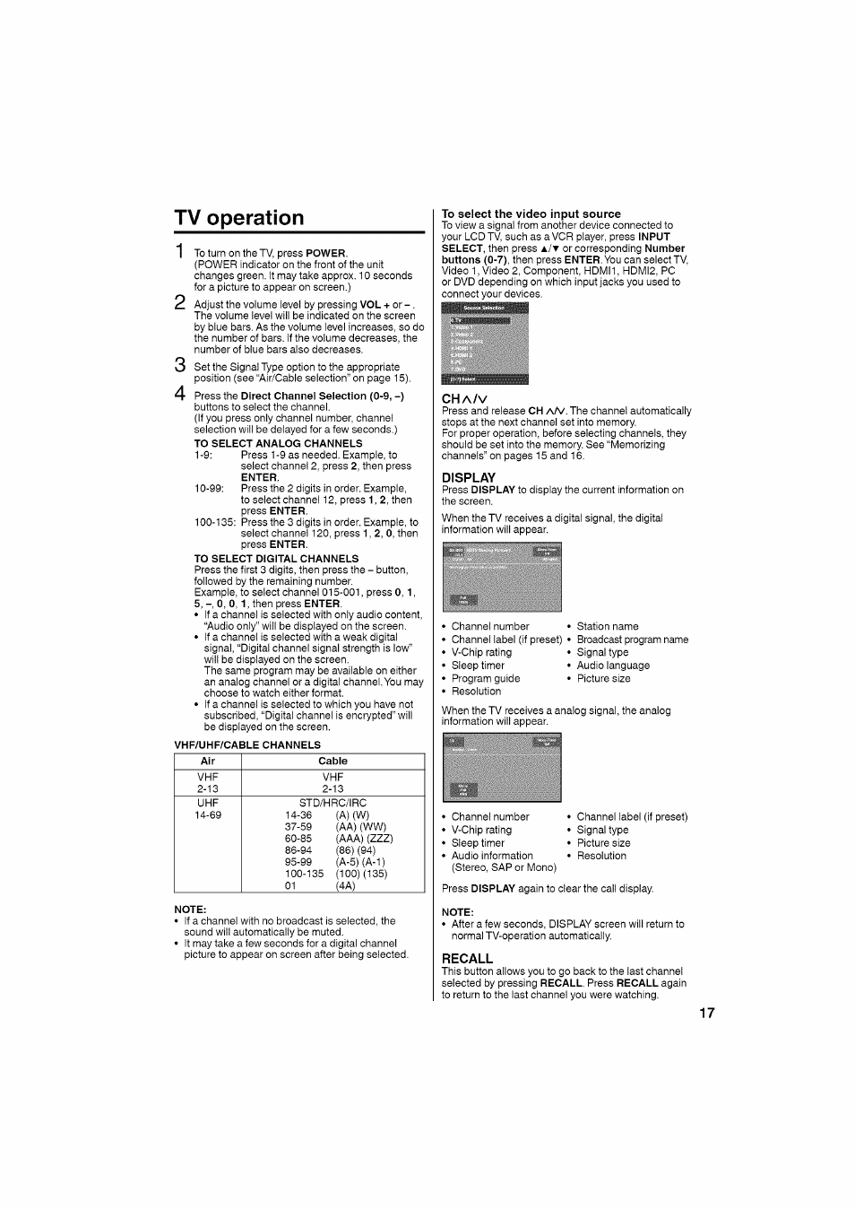 Tv operation, Tv operation 1 | RCA LCD L26HD35D User Manual | Page 17 / 46
