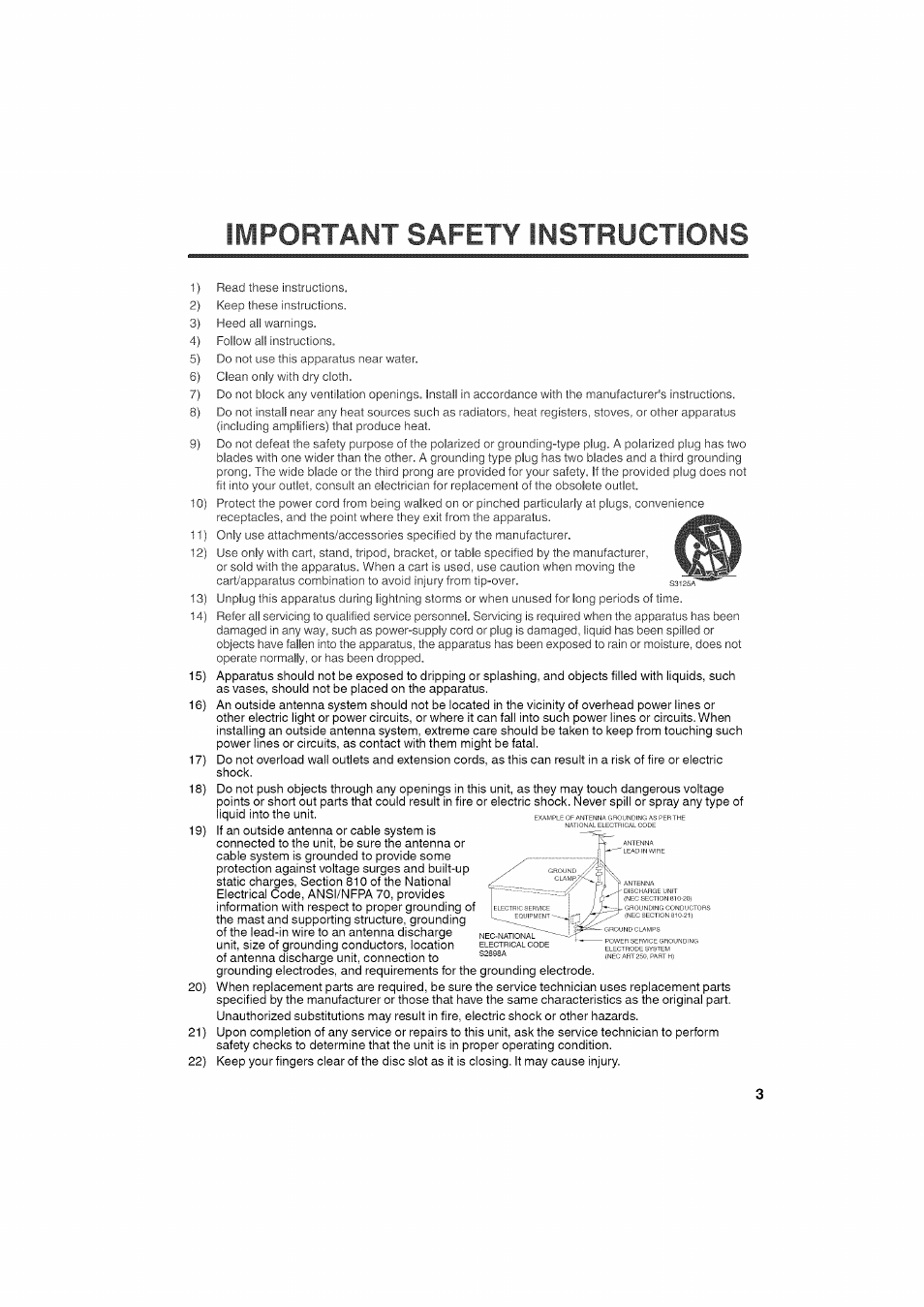 Important safety instructions | RCA LCD L26HD35D User Manual | Page 3 / 46