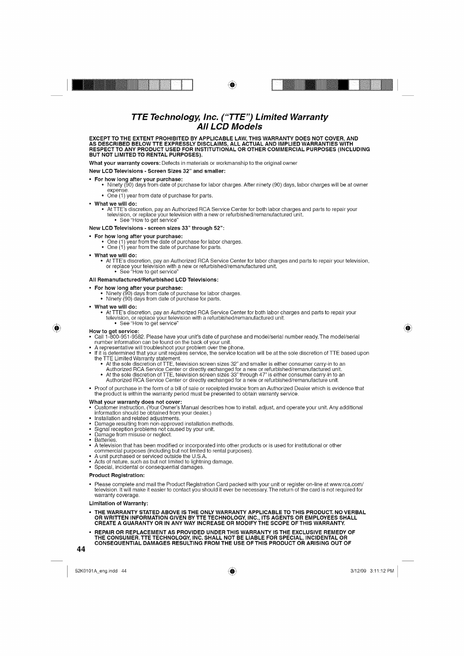 RCA LCD L26HD35D User Manual | Page 44 / 46