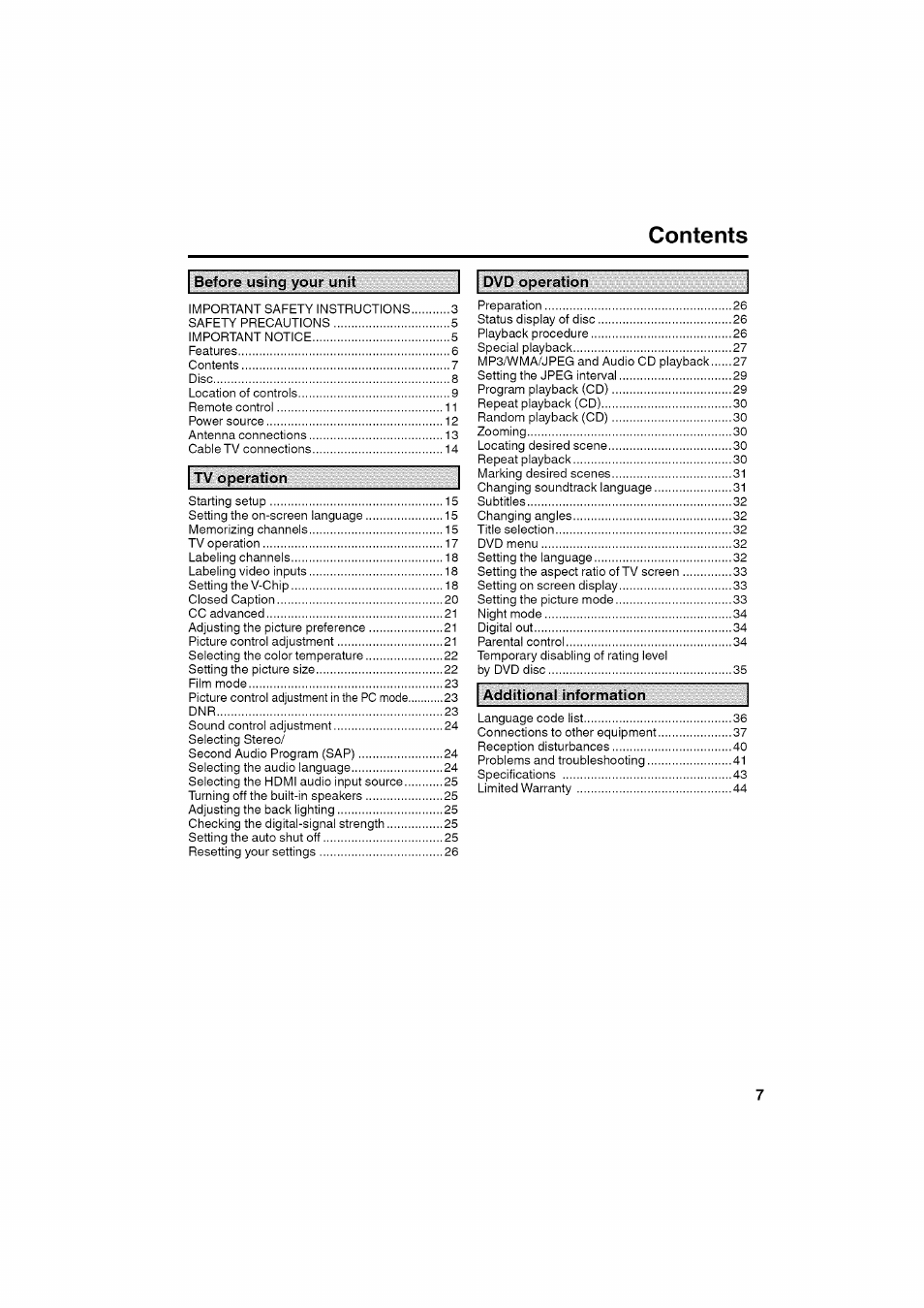 RCA LCD L26HD35D User Manual | Page 7 / 46