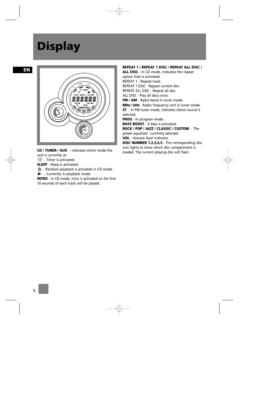 Display | RCA RS2042 User Manual | Page 9 / 22