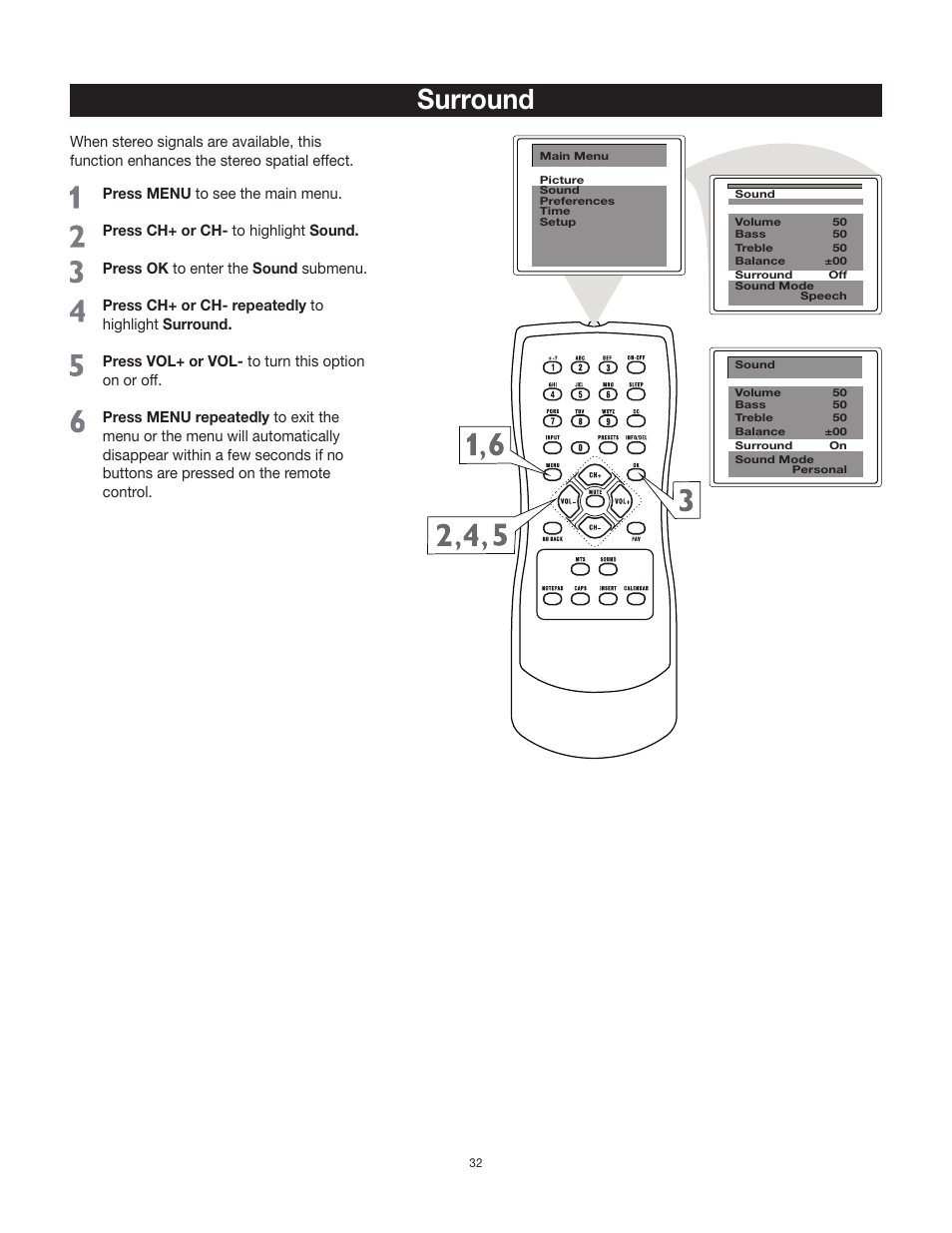 Surround | RCA 27F522T User Manual | Page 33 / 40