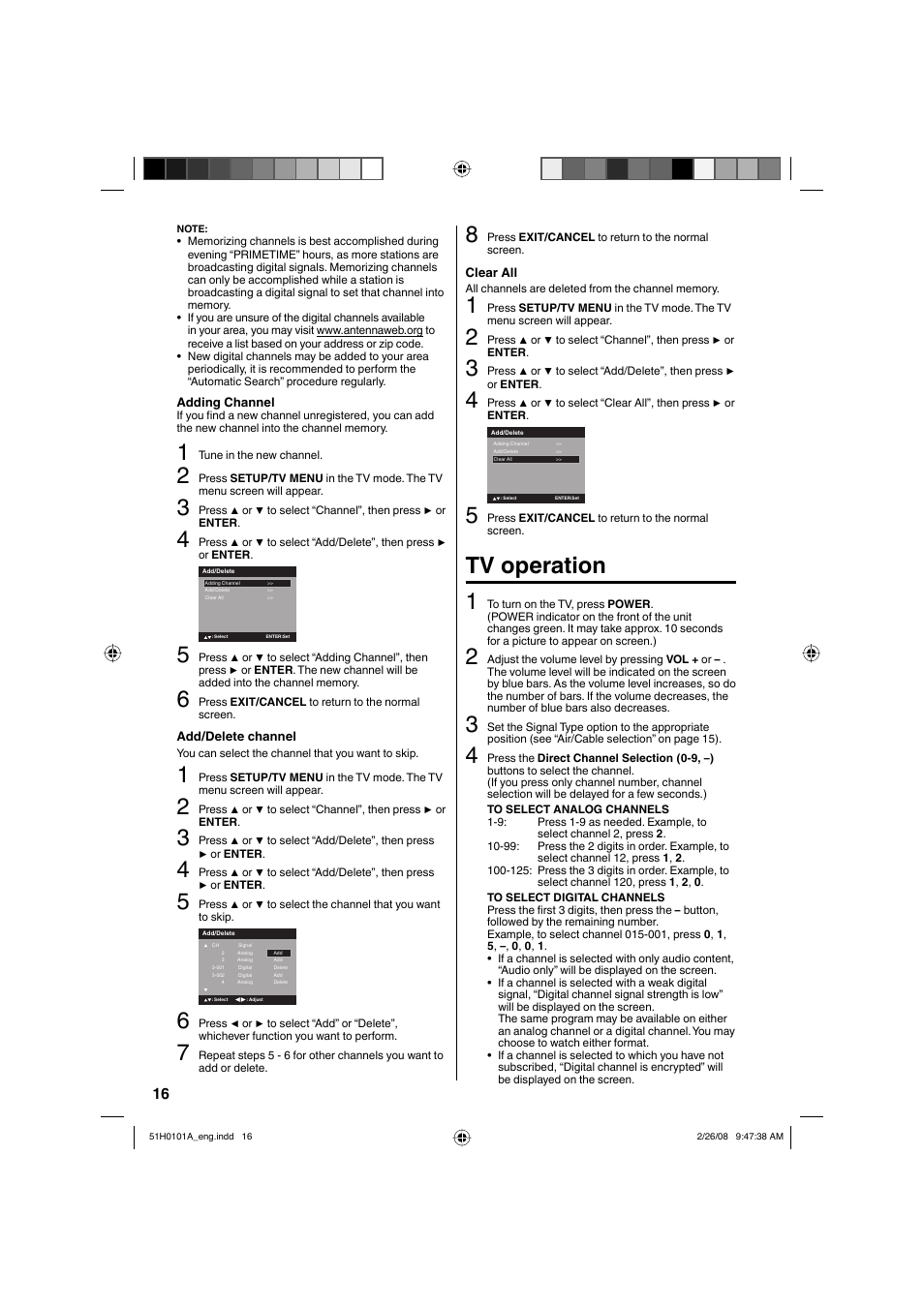 Tv operation 1 | RCA L22HD32D User Manual | Page 16 / 44