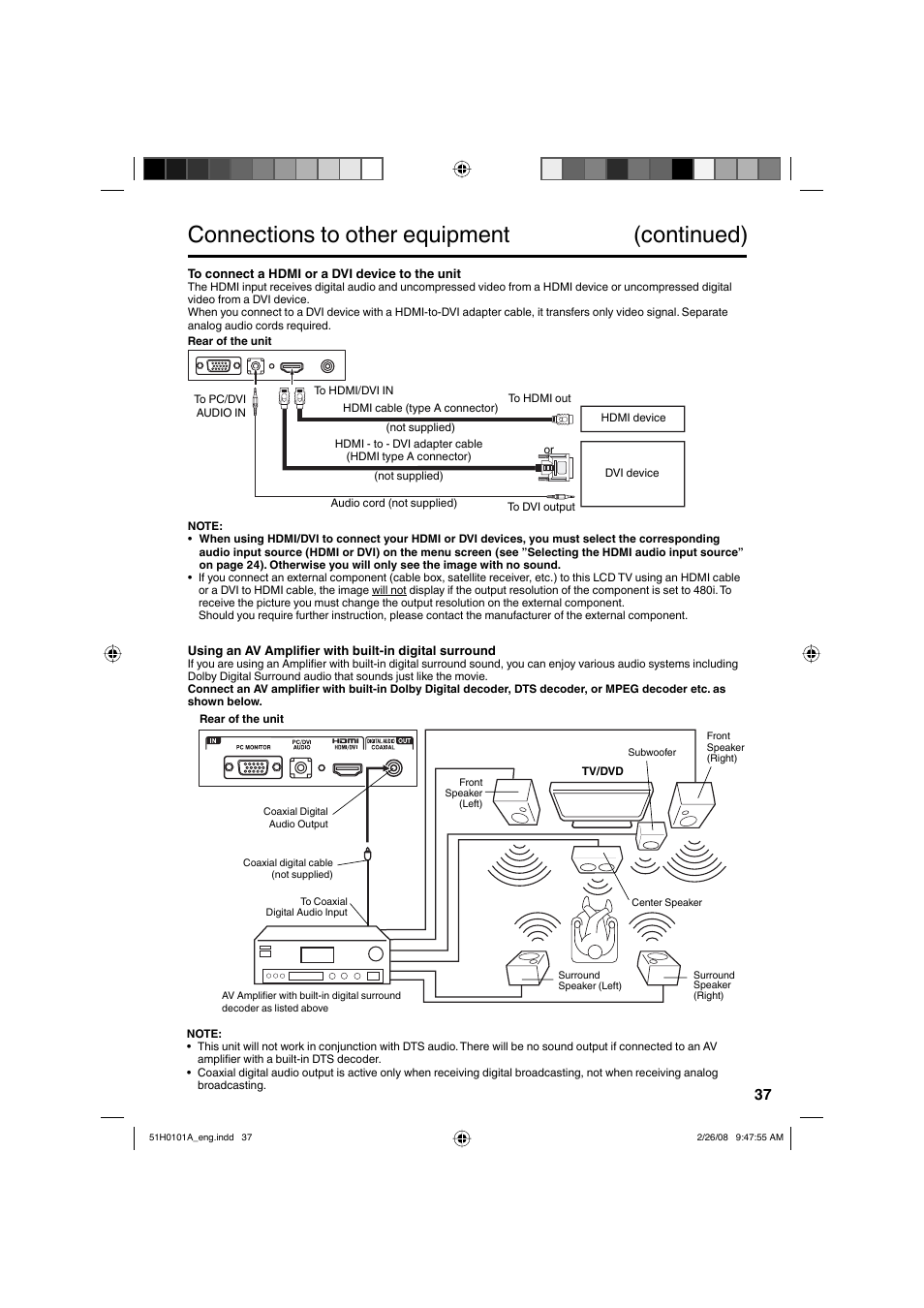 Connections to other equipment (continued) | RCA L22HD32D User Manual | Page 37 / 44