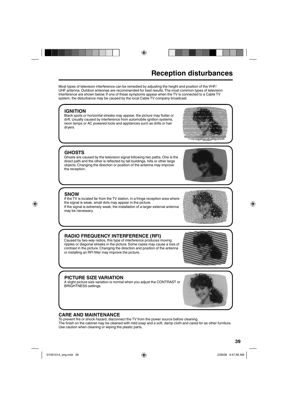 Reception disturbances | RCA L22HD32D User Manual | Page 39 / 44