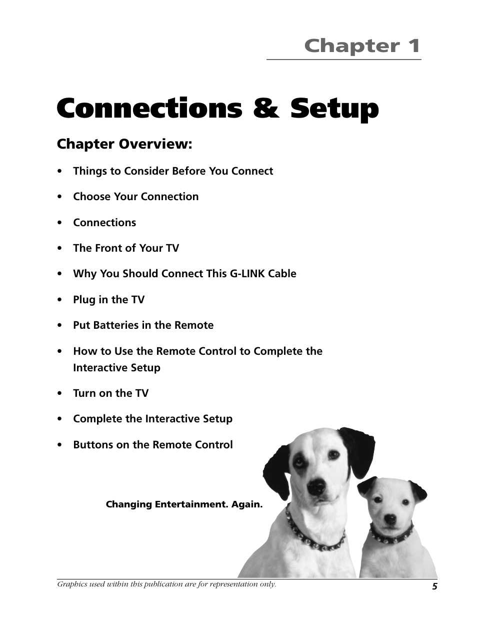 Chapter 1: connections & setup, Connections & setup, Chapter 1 | Chapter overview | RCA F26433 User Manual | Page 7 / 64