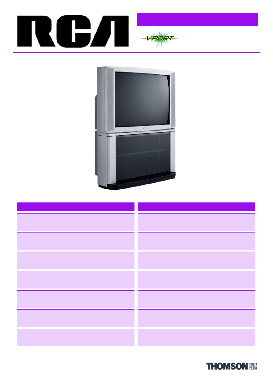 RCA VPORT F36718 User Manual | 2 pages