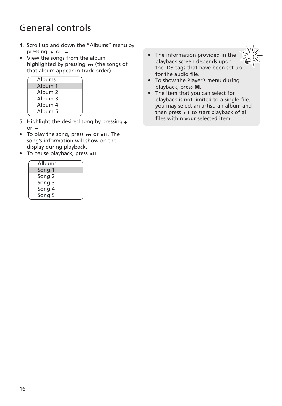 General controls | RCA M4018 User Manual | Page 16 / 28