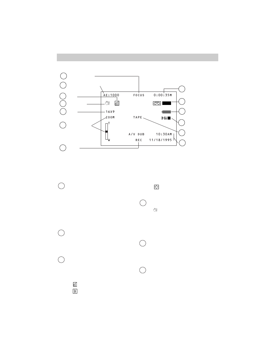 Displays in viewfinder | RCA Pro884HB User Manual | Page 34 / 80
