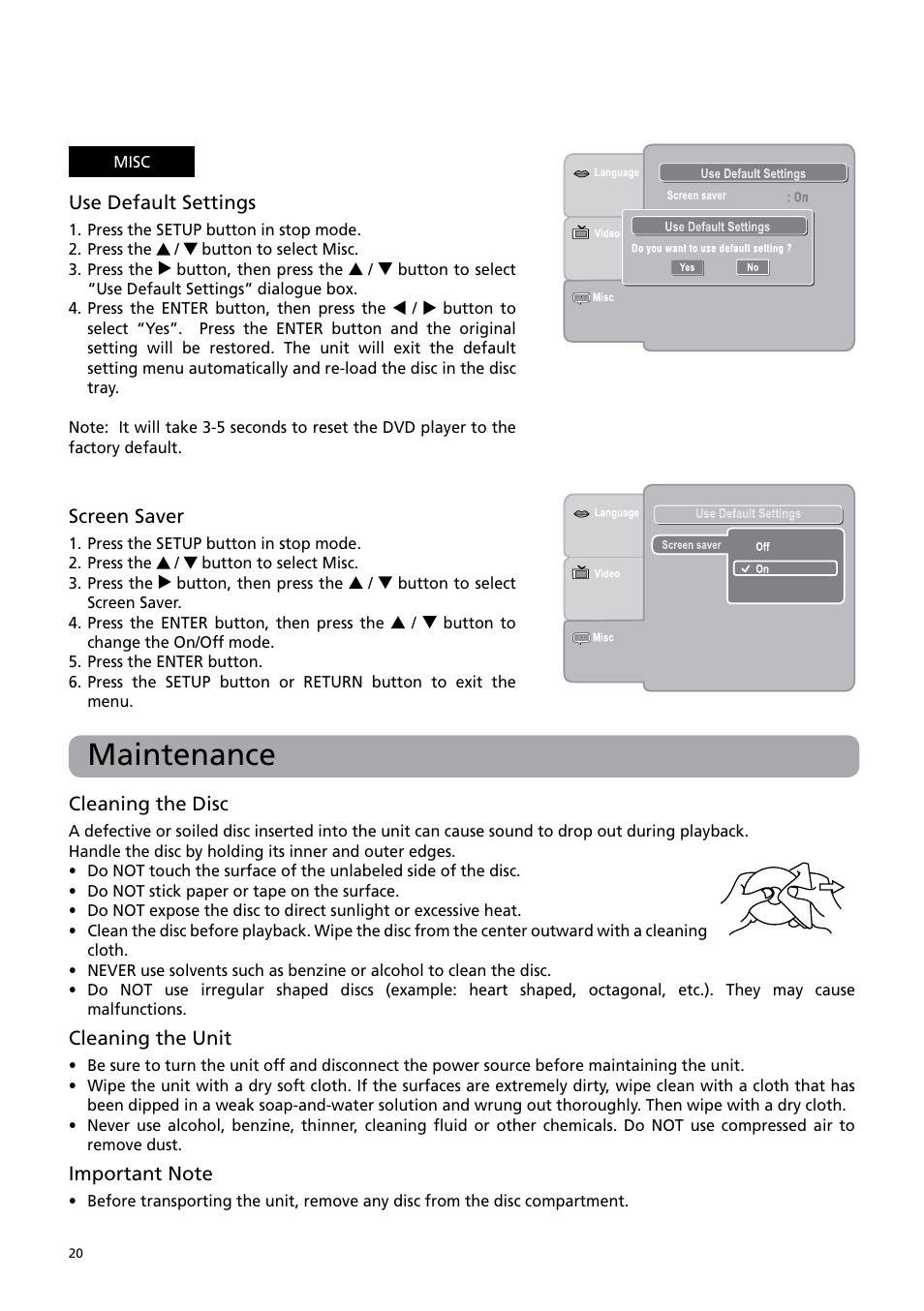 Maintenance | RCA DRC6379T User Manual | Page 24 / 28