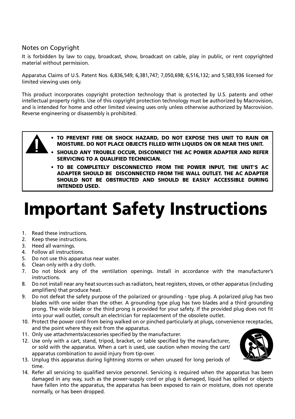 Important safety instructions | RCA DRC6379T User Manual | Page 3 / 28