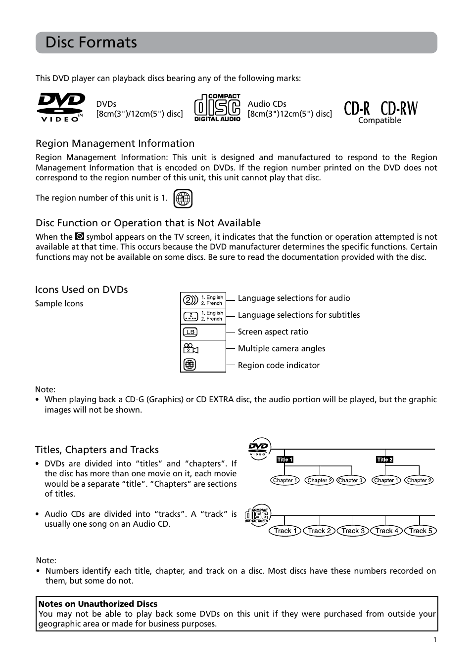 Disc formats | RCA DRC6379T User Manual | Page 5 / 28