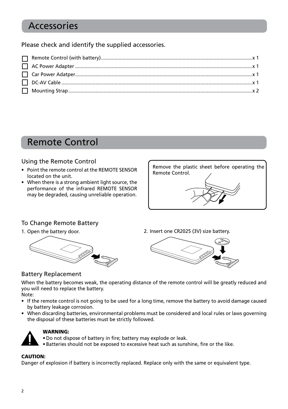 Accessories remote control | RCA DRC6379T User Manual | Page 6 / 28