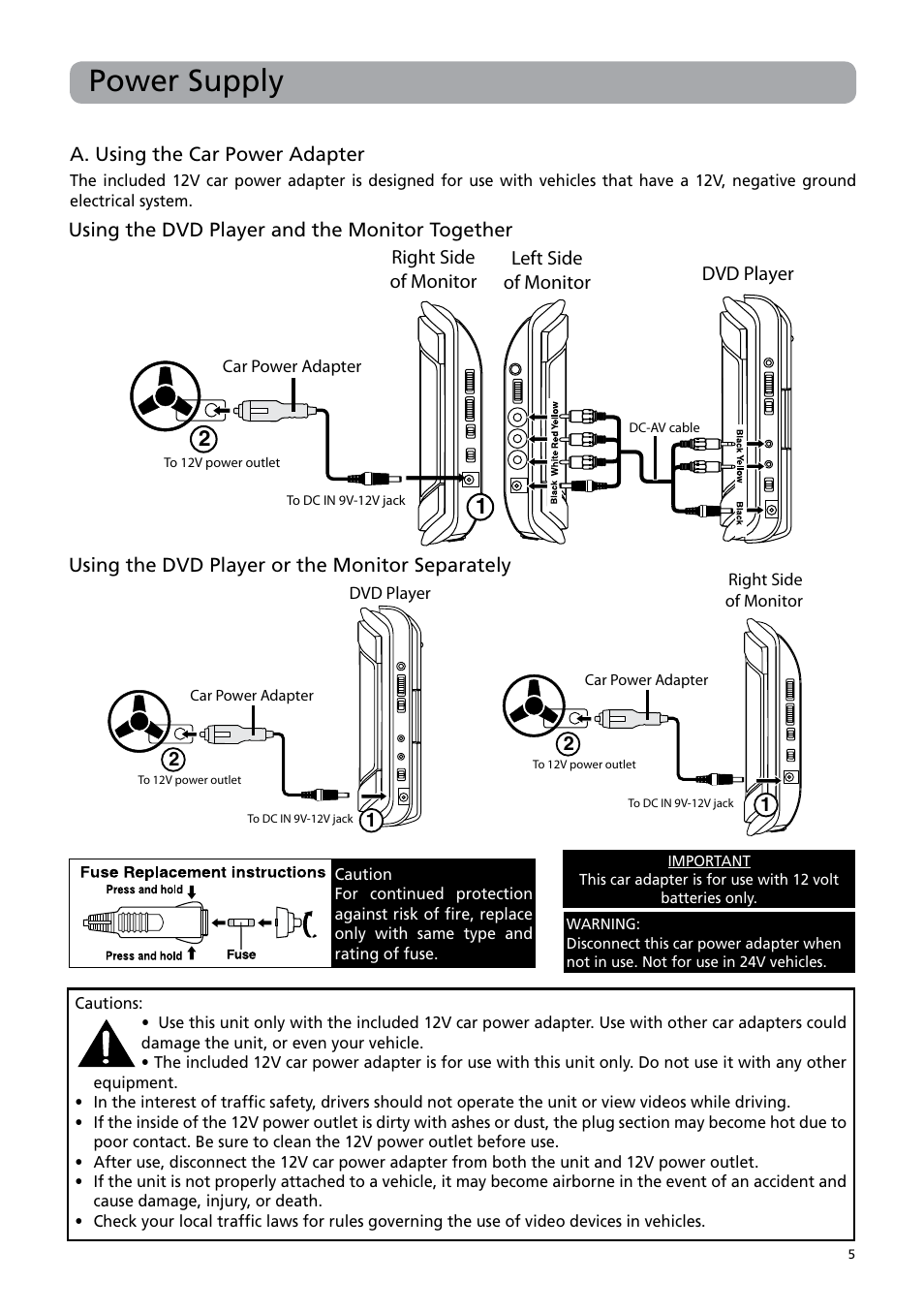 Power supply | RCA DRC6379T User Manual | Page 9 / 28
