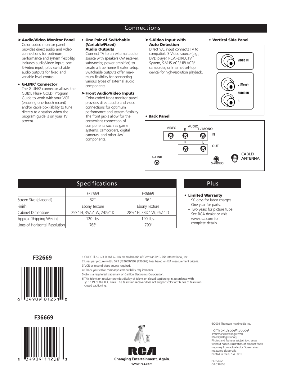 Te levi s io n | RCA F36669 User Manual | Page 4 / 4