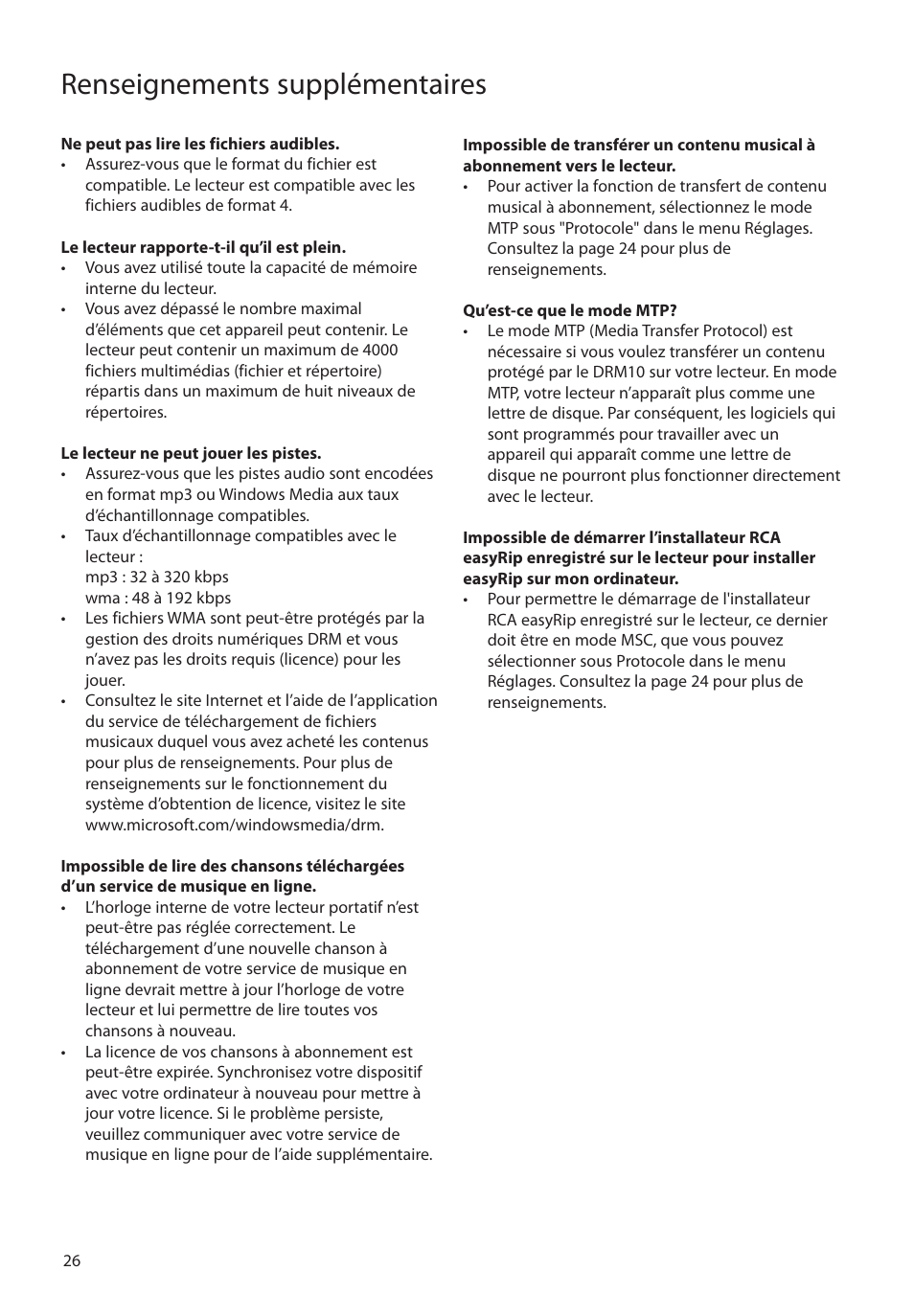 Renseignements supplémentaires | RCA SLC5016 User Manual | Page 84 / 87