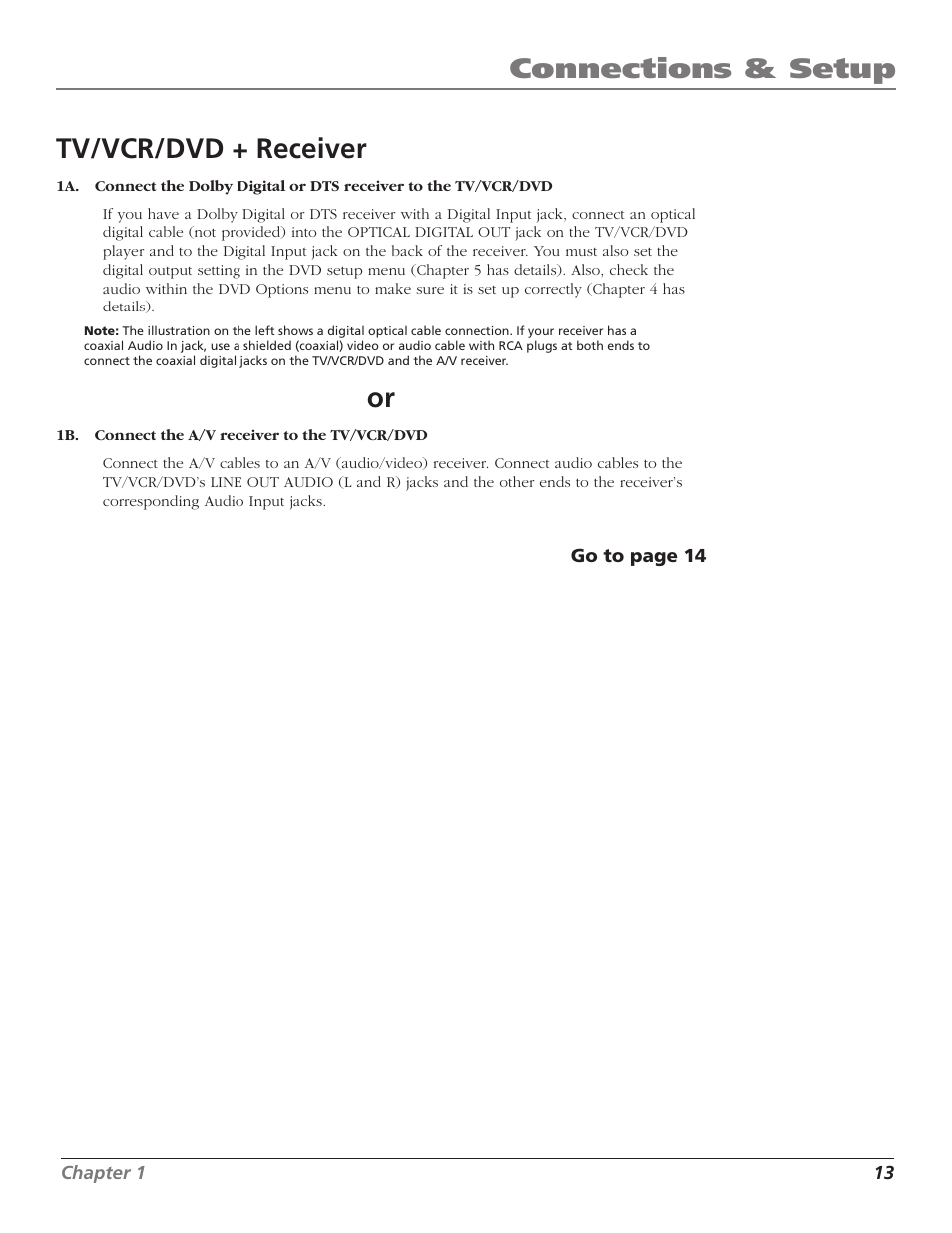 Tv/vcr/dvd + receiver, Coaxial digital out jack, Tv/vcr/dvd + a/v receiver | Tv/vcr/dvd + dolby digital receiver, Tv/vcr/dvd + dts receiver, Connections & setup tv/vcr/dvd + receiver | RCA B27TF680 User Manual | Page 15 / 84