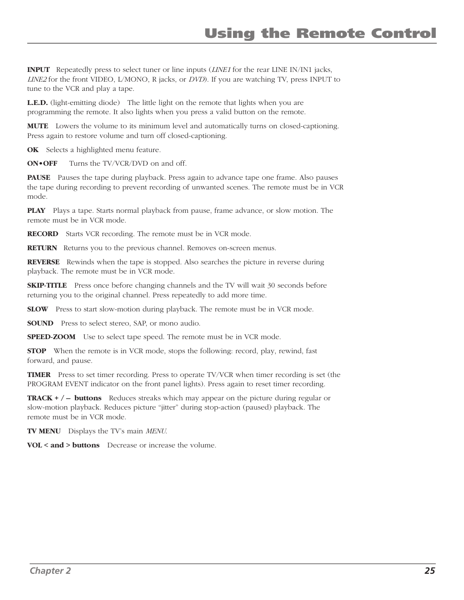 Index+ button, Index- button, L.e.d | Mute button, On•off button, Record button, Return button, Reverse button, Skip-title button, Slow button | RCA B27TF680 User Manual | Page 27 / 84