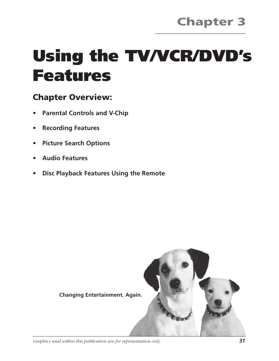 Using the tv/vcr/dvd’s features, Chapter 3, Chapter overview | RCA B27TF680 User Manual | Page 33 / 84