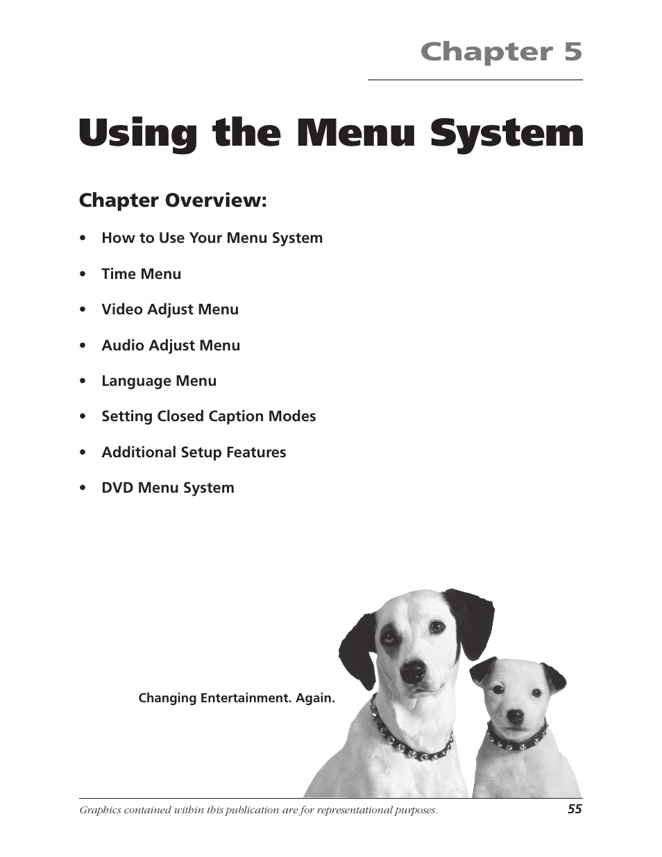 Using the menu system, Chapter 5, Chapter overview | RCA B27TF680 User Manual | Page 57 / 84