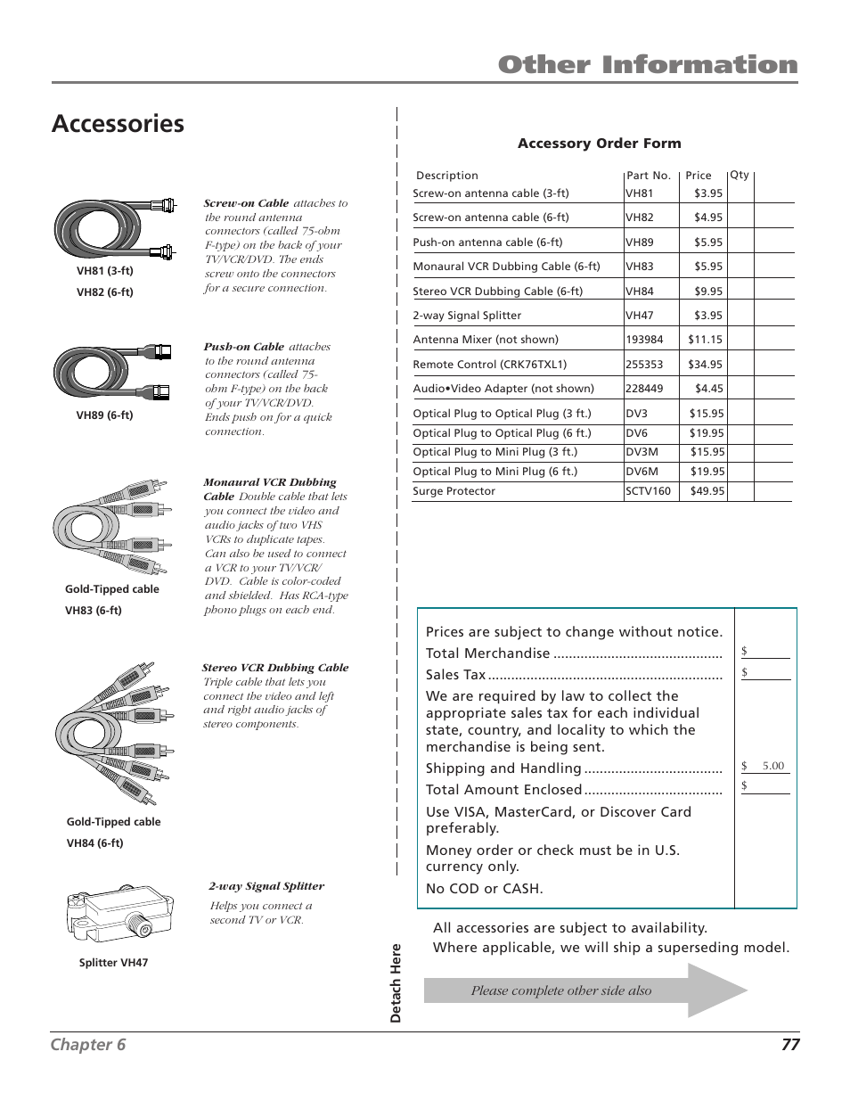 Accessories, Other information, Chapter 6 77 | RCA B27TF680 User Manual | Page 79 / 84
