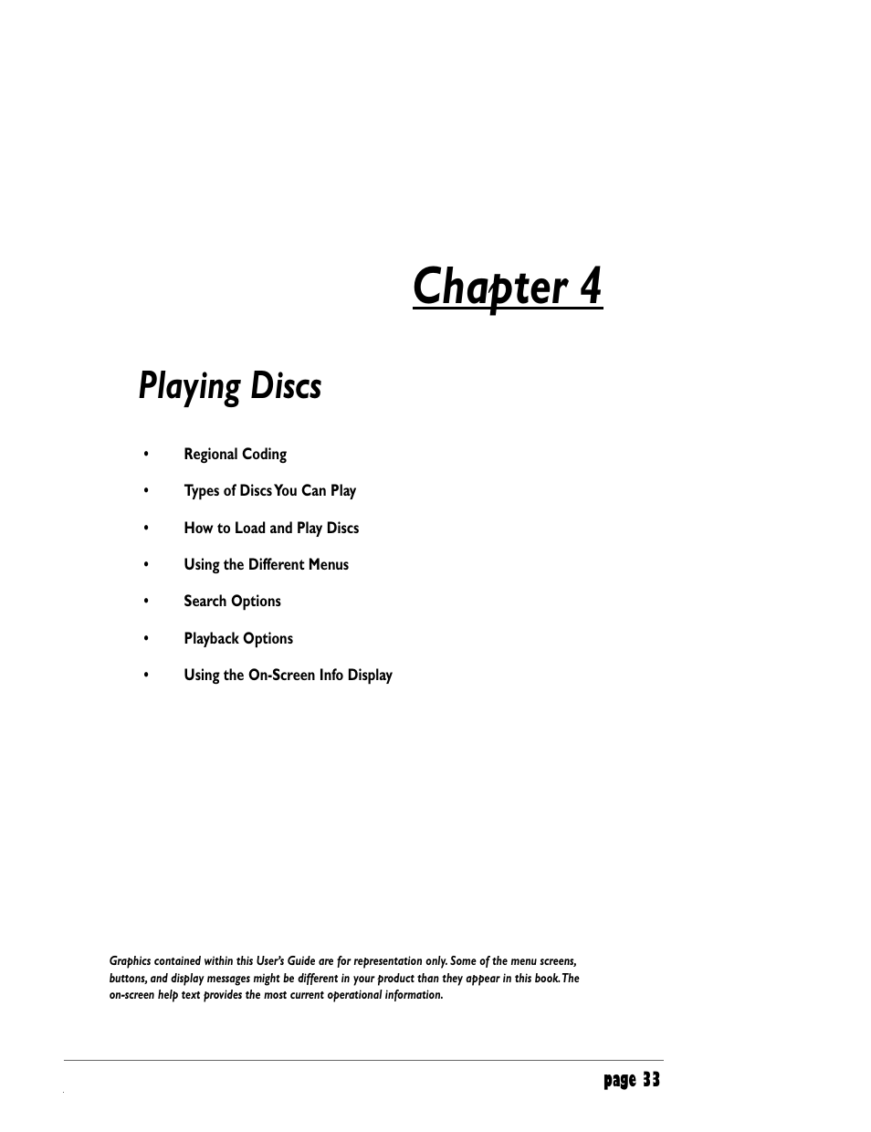 Chapter 4, Playing discs | RCA DRC8000N User Manual | Page 35 / 64