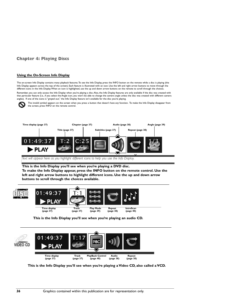 Chapter 4: playing discs | RCA DRC8000N User Manual | Page 38 / 64