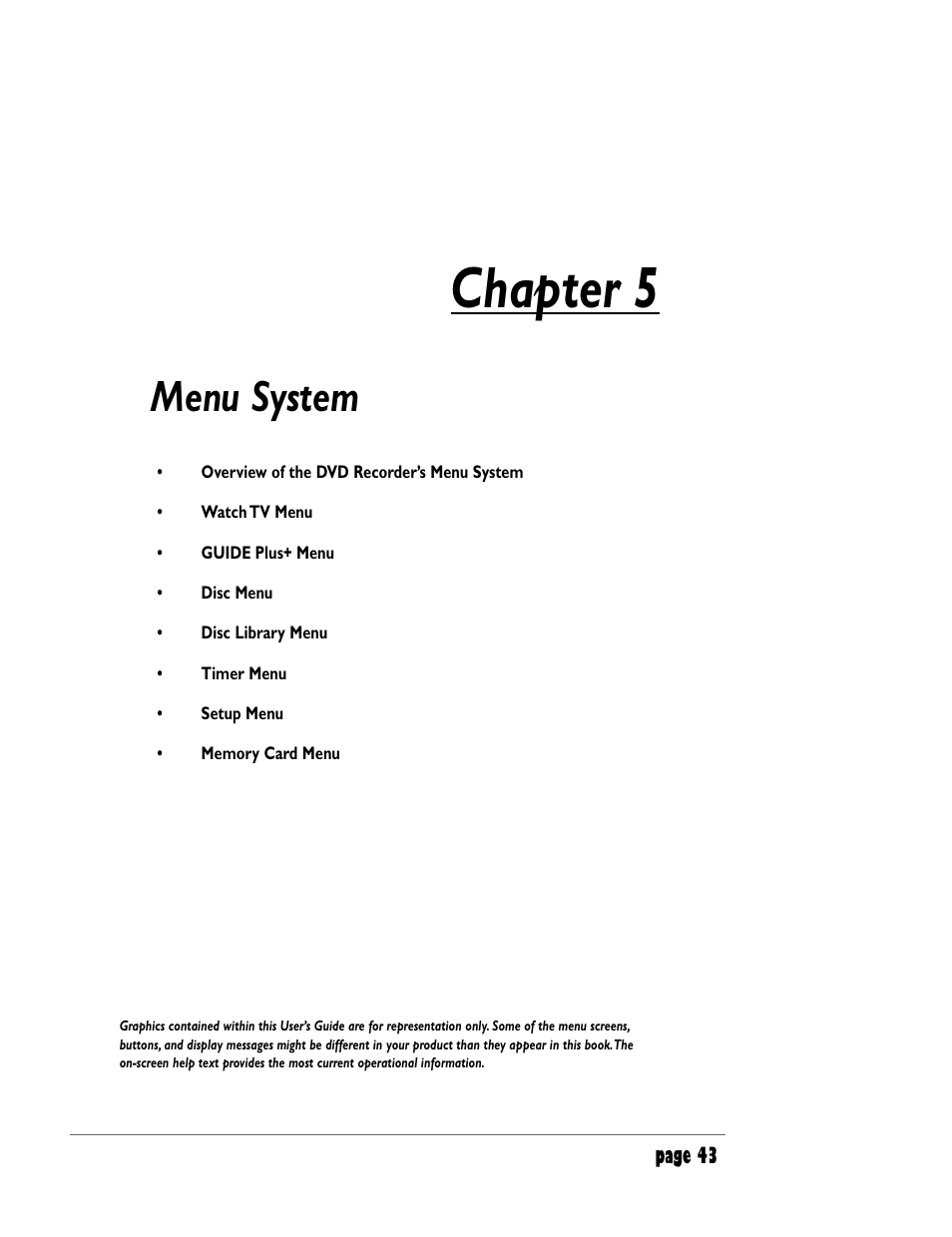 Chapter 5, Menu system | RCA DRC8000N User Manual | Page 45 / 64