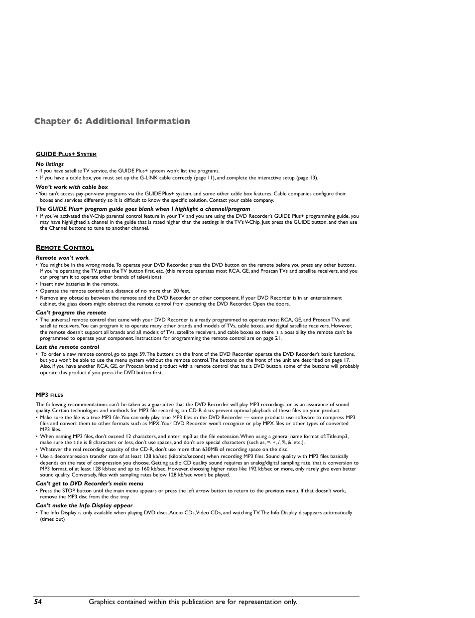 Chapter 6: additional information | RCA DRC8000N User Manual | Page 56 / 64