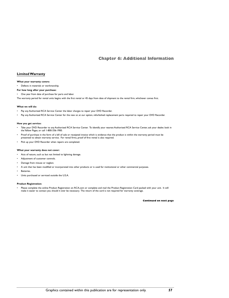 Chapter 6: additional information, Limited warranty | RCA DRC8000N User Manual | Page 59 / 64