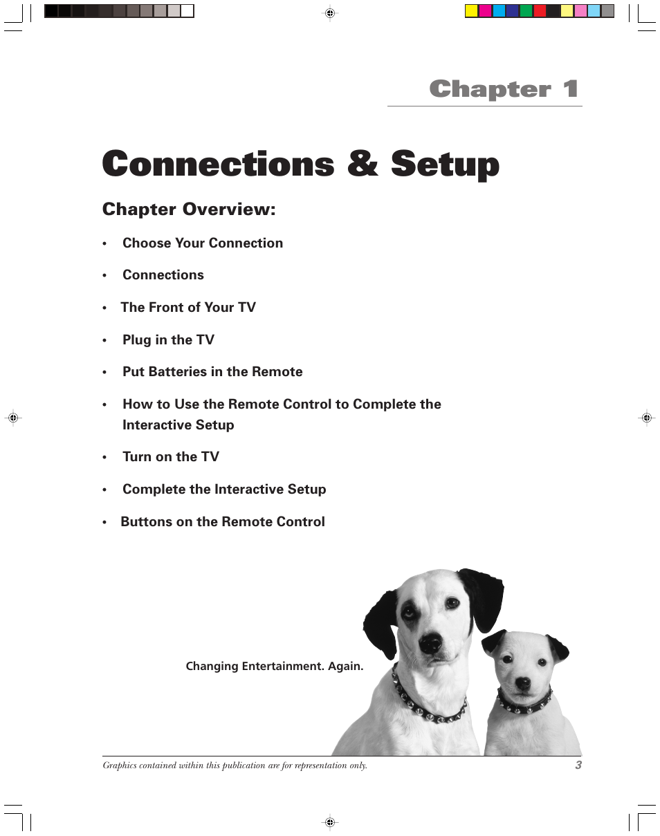 Connections & setup, Chapter 1, Chapter overview | RCA 15956220 User Manual | Page 5 / 32