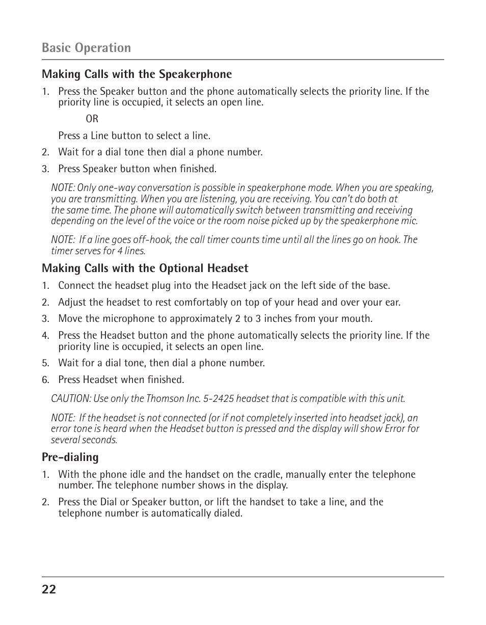 Basic operation | RCA 25423 User Manual | Page 22 / 44