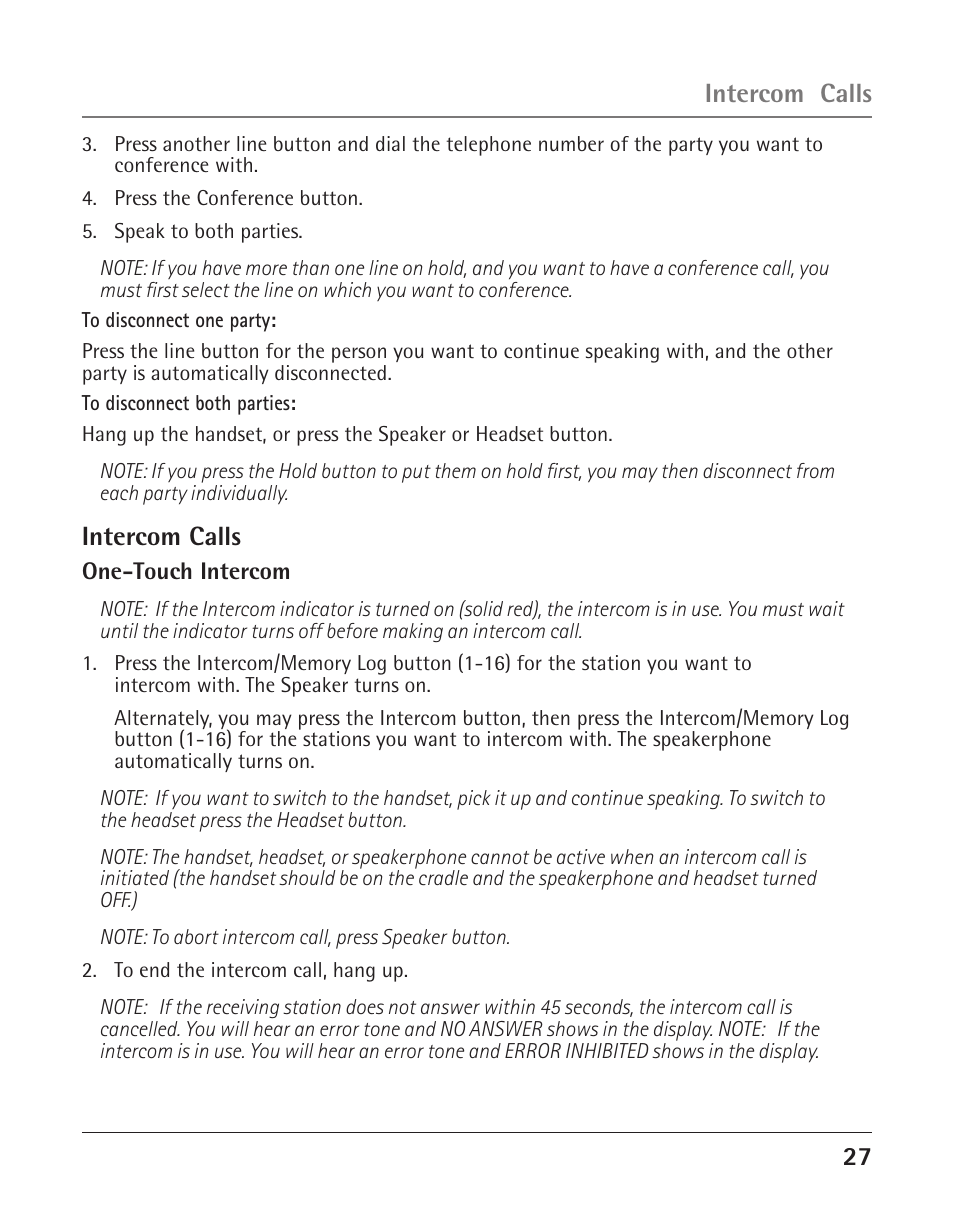 Intercom calls | RCA 25423 User Manual | Page 27 / 44