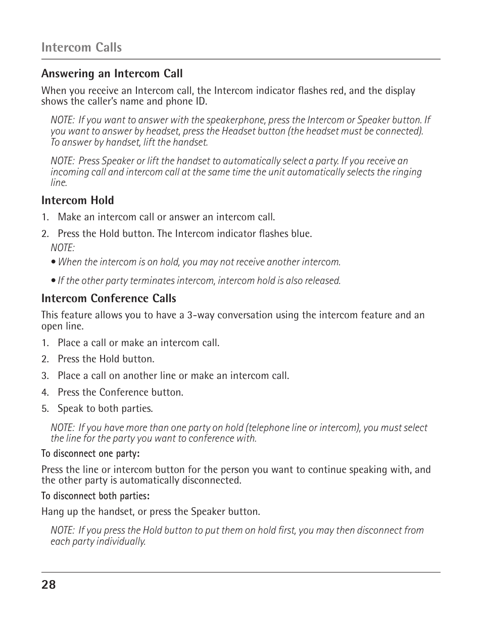 Intercom calls | RCA 25423 User Manual | Page 28 / 44