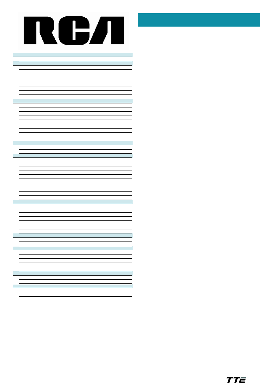 Technical specifications | RCA 20F512T User Manual | Page 2 / 2