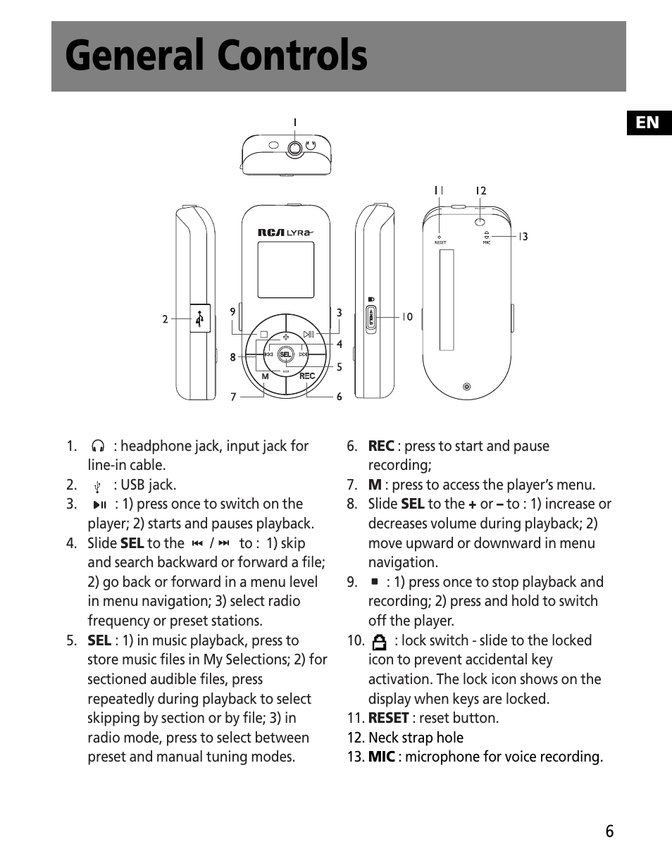 General controls | RCA MC2601 User Manual | Page 15 / 49