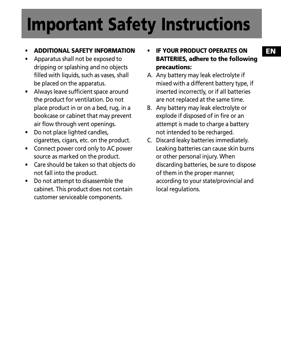 Important safety instructions | RCA MC2601 User Manual | Page 5 / 49