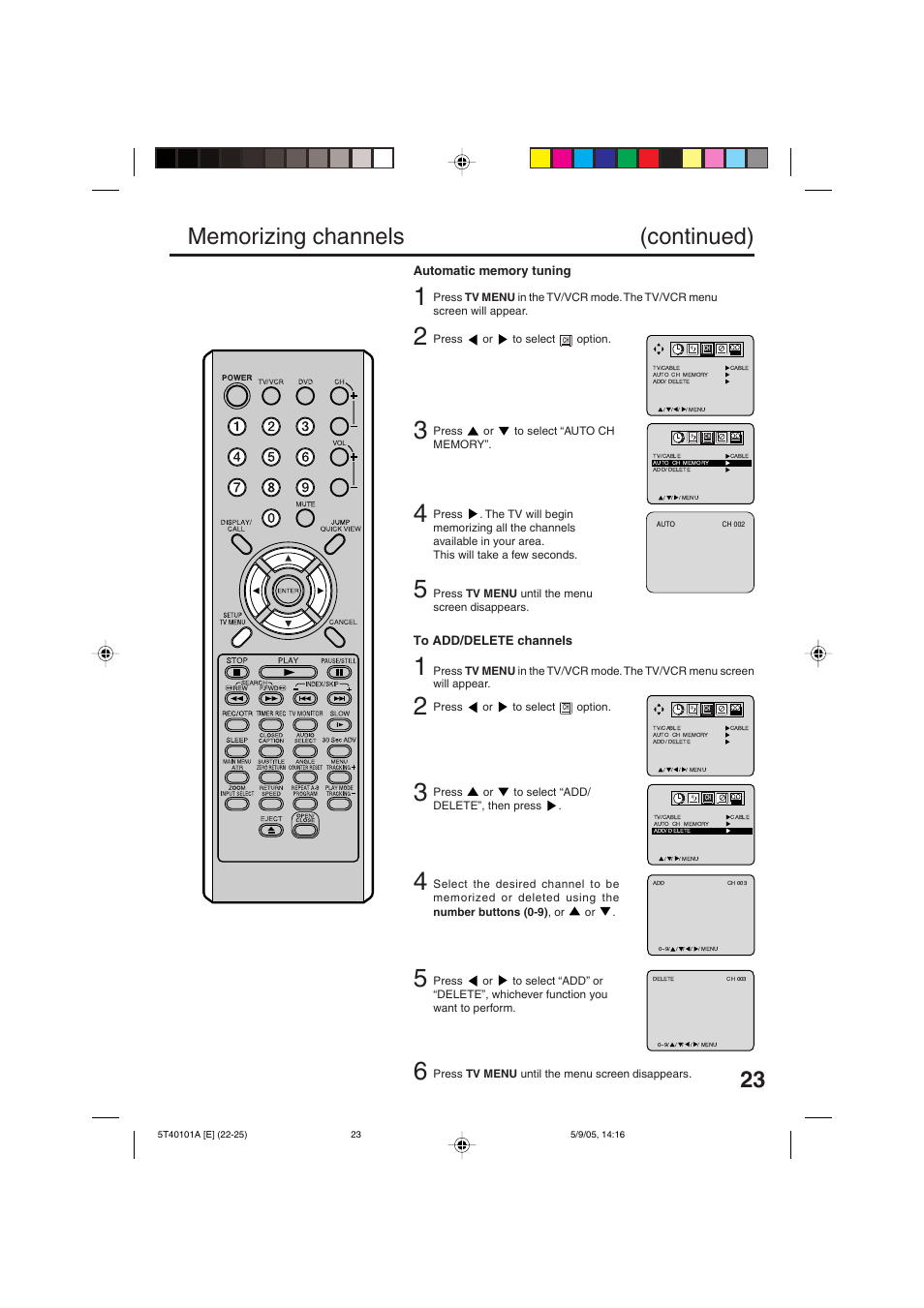 RCA TV/VCR/DVD User Manual | Page 23 / 72