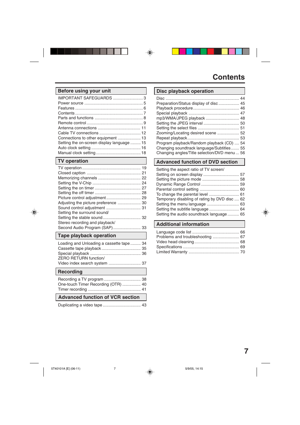 7contents | RCA TV/VCR/DVD User Manual | Page 7 / 72