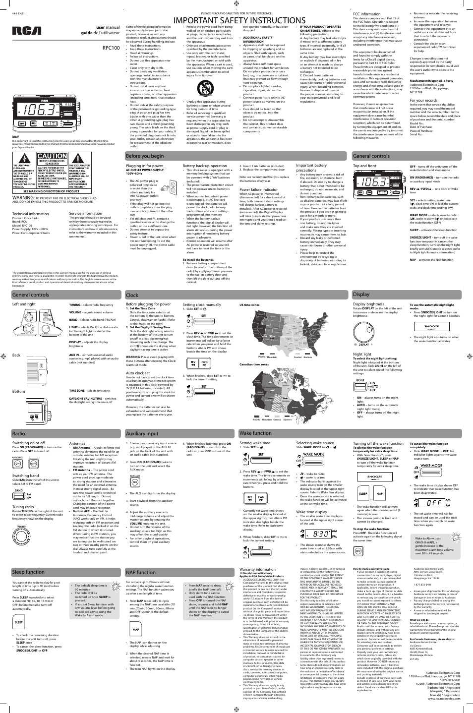 RCA RPC100 User Manual | 1 page