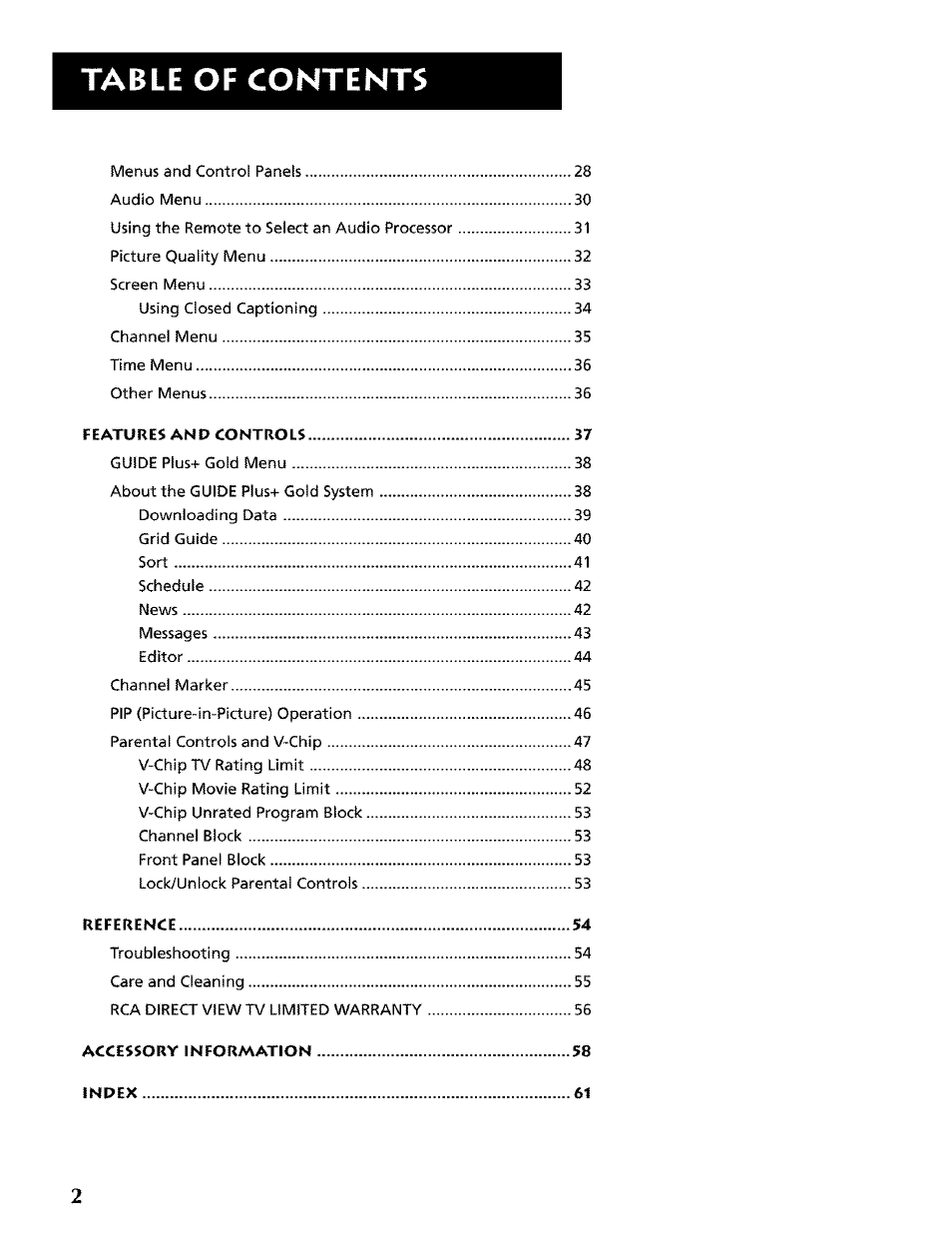 RCA CRT Television User Manual | Page 4 / 64